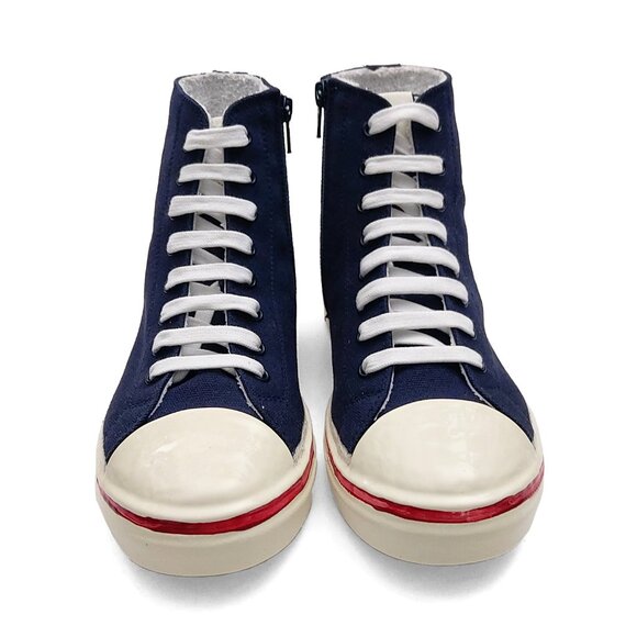 Marni High-Top Sneakers Navy Blue Canvas Lace-Up with Side Zipper IT 39 (0531) - Picture 2 of 10